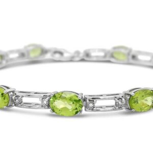 OVAL SHAPED NATURAL PERIDOT & DIAMOND  BRACELET