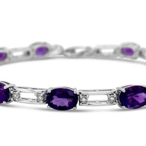 OVAL SHAPED  NATURAL AMETHYST & DIAMOND BRACELET