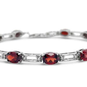 OVAL SHAPED  NATURAL GARNET & DIAMOND BRACELET