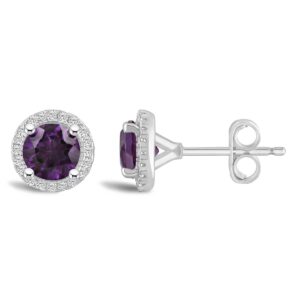 HALO FEBRUARY BIRTHSTONE STUD EARRINGS