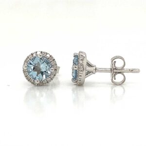HALO MARCH BIRTHSTONE STUD EARRINGS